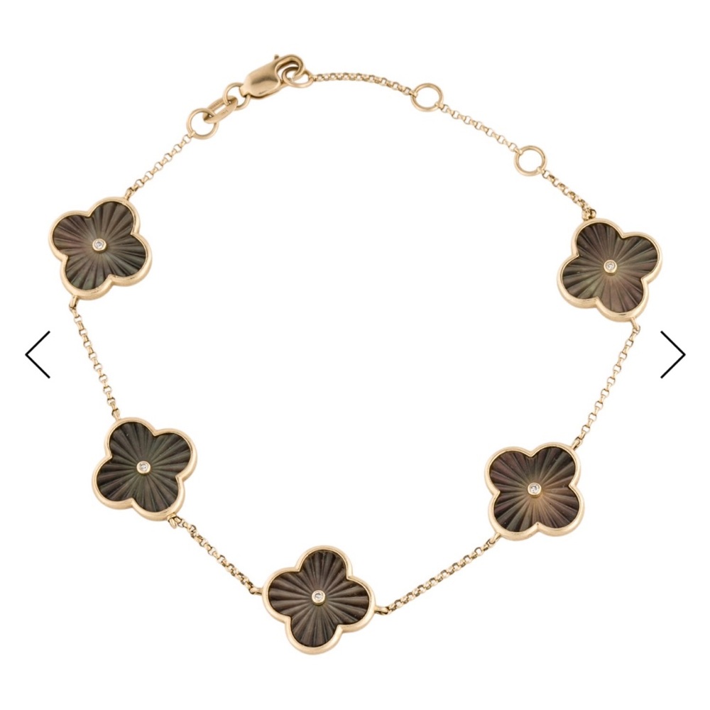 14K Mother of Pearl & Diamond Clover bracelet